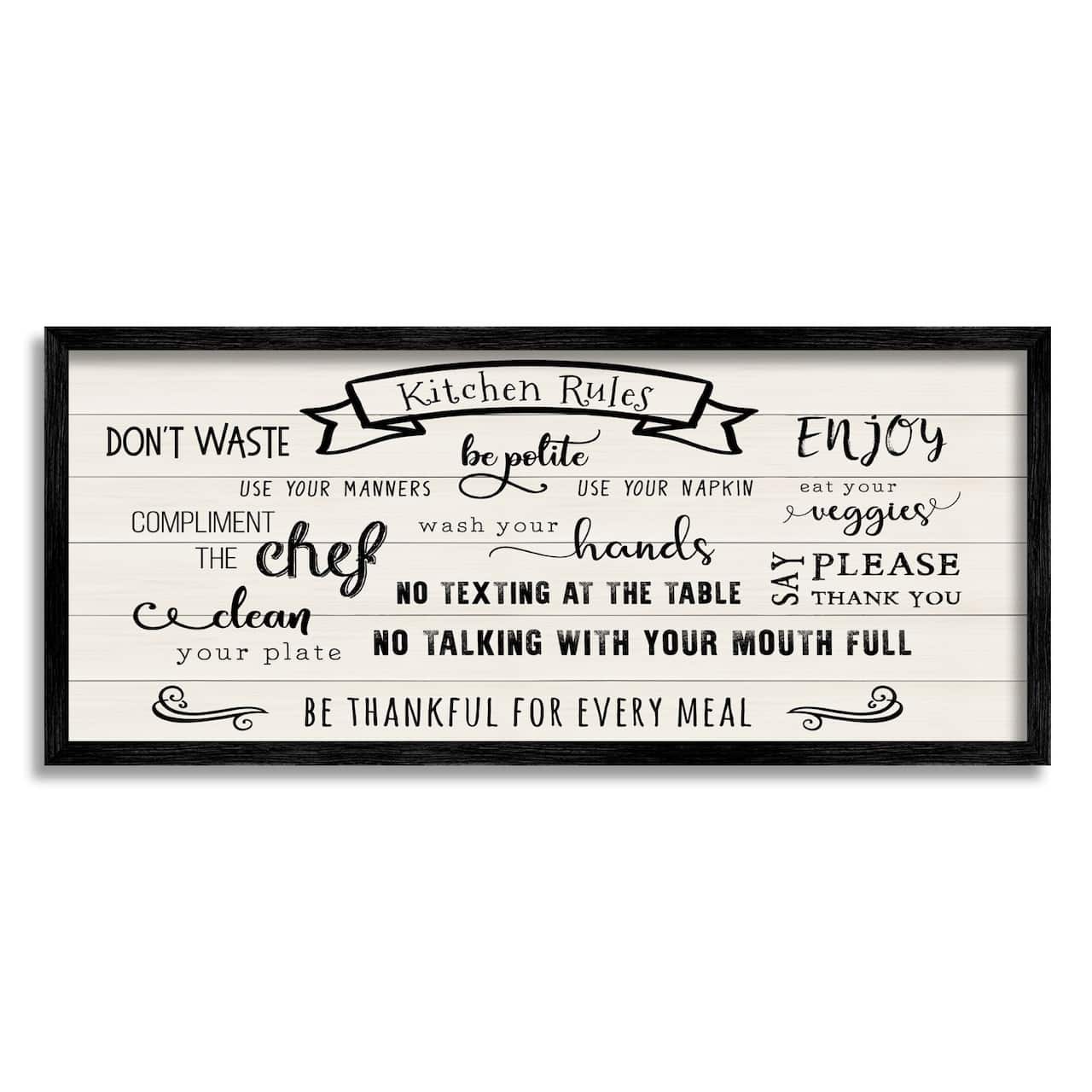 Stupell Industries Kitchen Rules List Family Happiness Motivational Phrases Framed Wall Art
